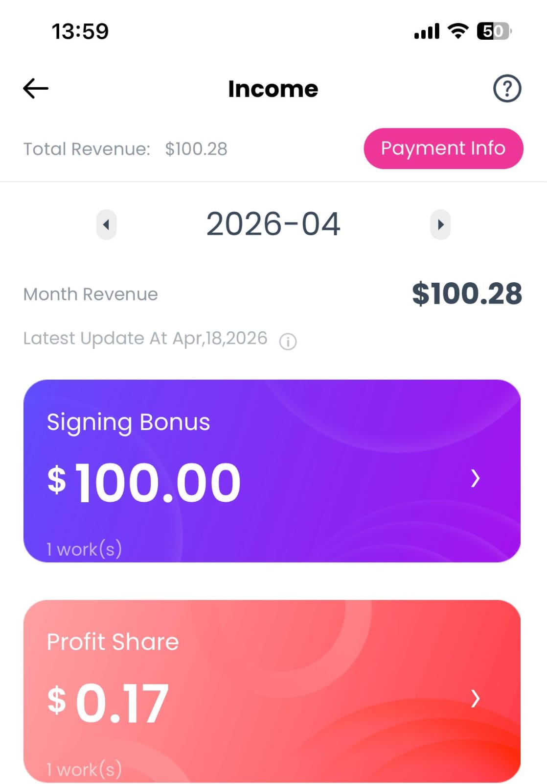 First real earnings, income dashboard