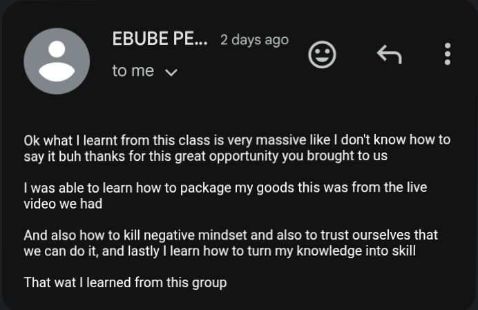 Testimonial from Ebube